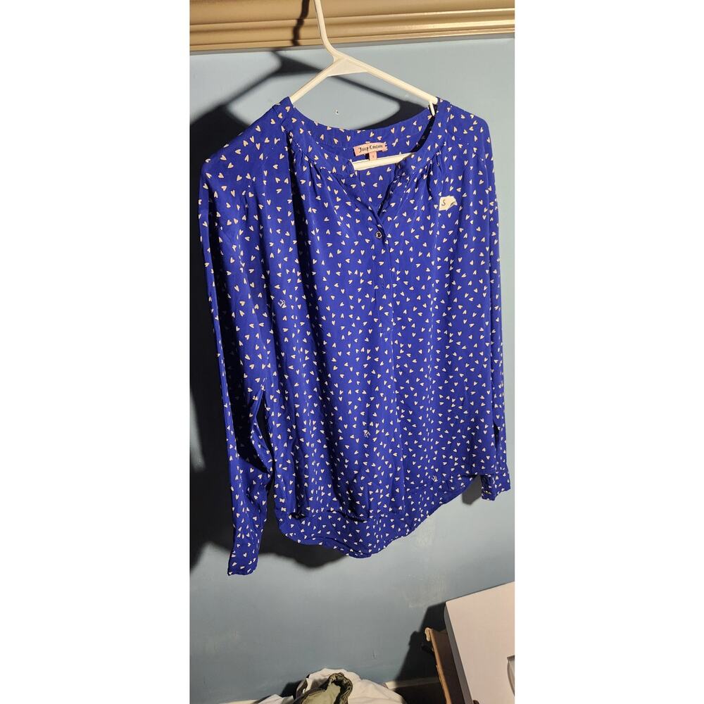 Juicy Couture Blouse Small Cleangirl Royal Blue Button-Up Y2K Casual